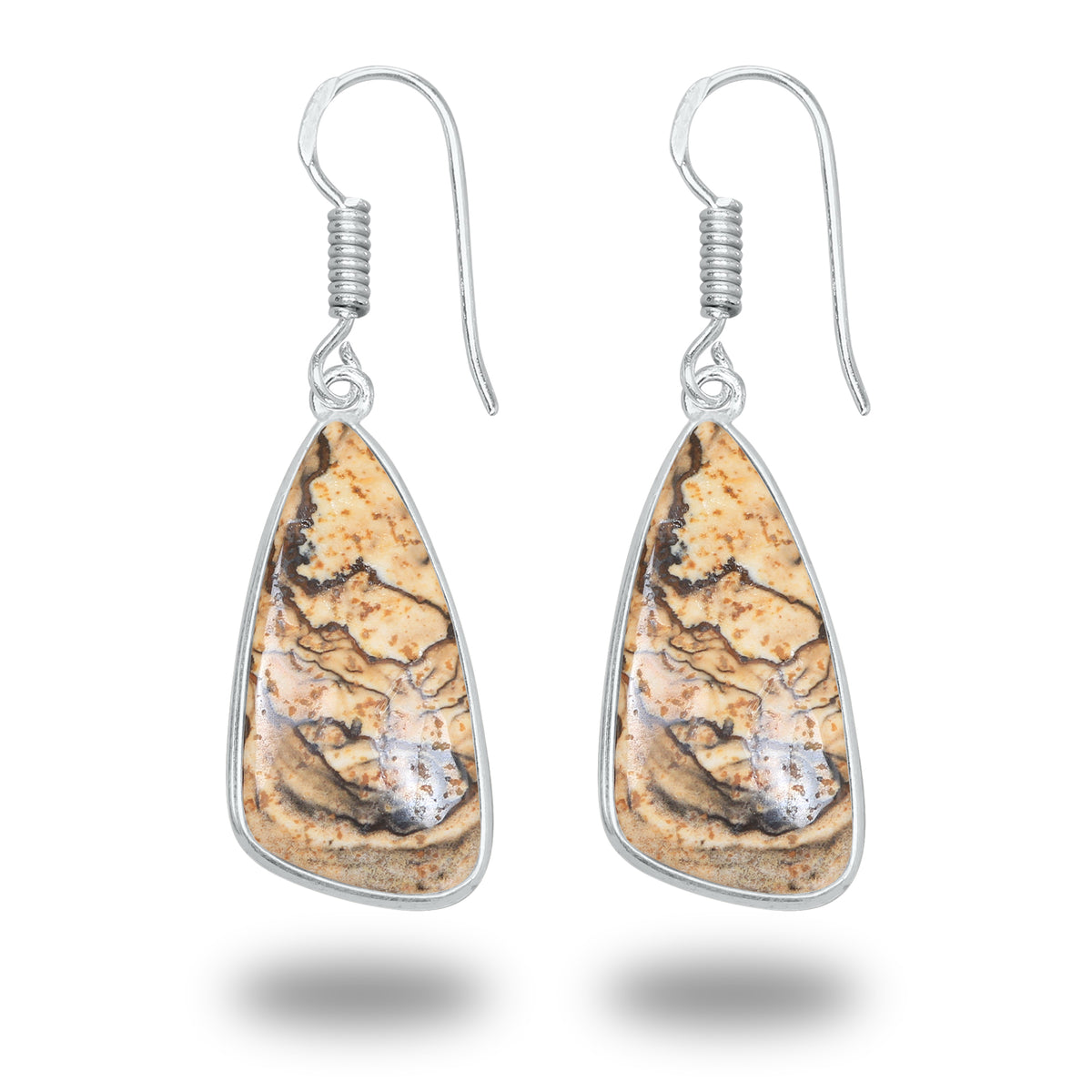 Picture Jasper Earrings – Minimalist, Silver-Plated | Wholesale & Handmade