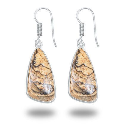 Picture Jasper Earrings – Minimalist, Silver-Plated | Wholesale & Handmade