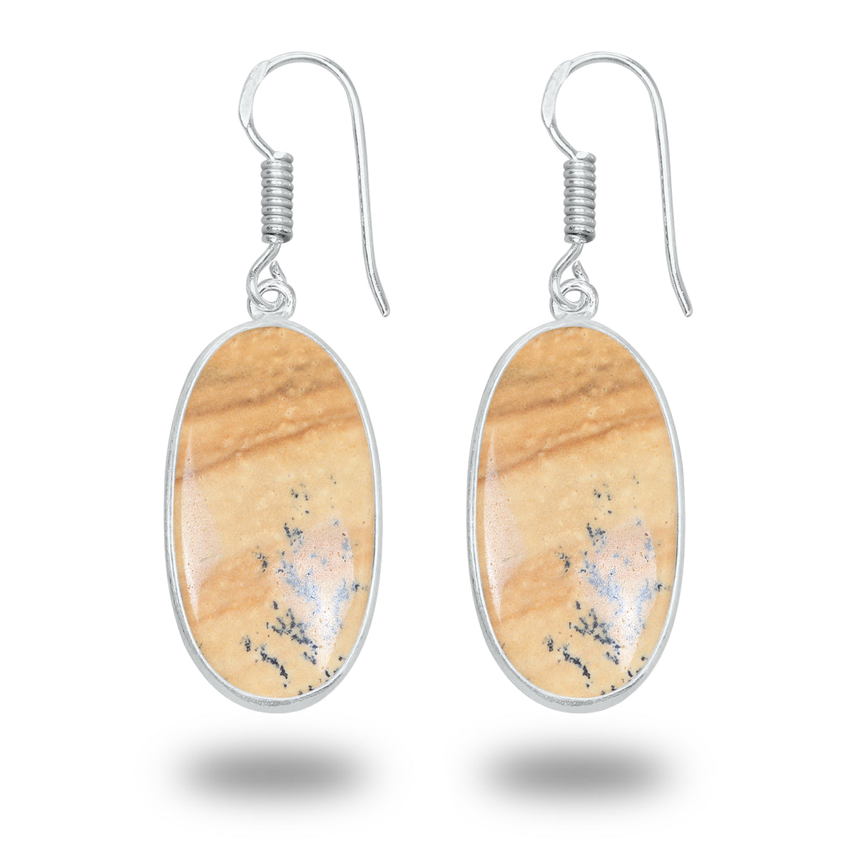 Picture Jasper Earrings – Minimalist, Silver-Plated | Wholesale & Handmade