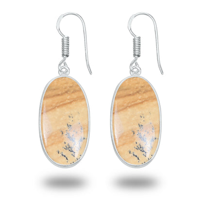 Picture Jasper Earrings – Minimalist, Silver-Plated | Wholesale & Handmade
