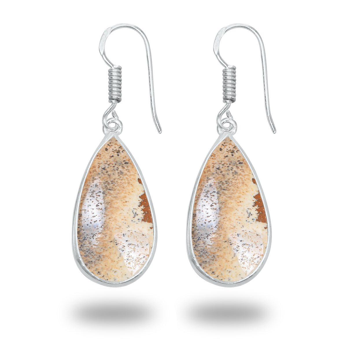 Picture Jasper Earrings – Minimalist, Silver-Plated | Wholesale & Handmade
