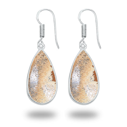 Picture Jasper Earrings – Minimalist, Silver-Plated | Wholesale & Handmade