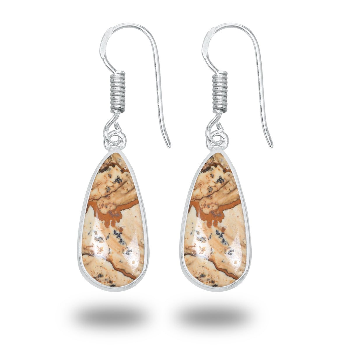 Picture Jasper Earrings – Minimalist, Silver-Plated | Wholesale & Handmade