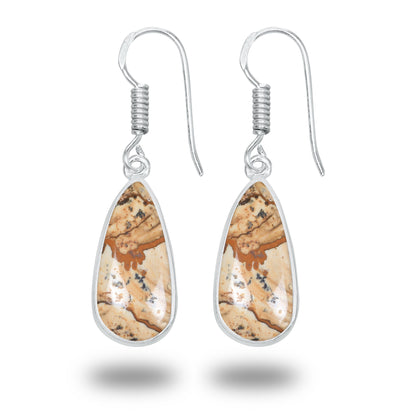Picture Jasper Earrings – Minimalist, Silver-Plated | Wholesale & Handmade