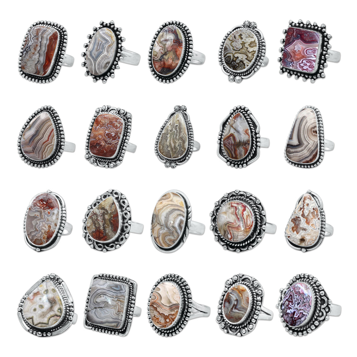 Damenringe Crazy Lace Achat Kristall handgefertigte Ringe Schmuck für Großhandelslose