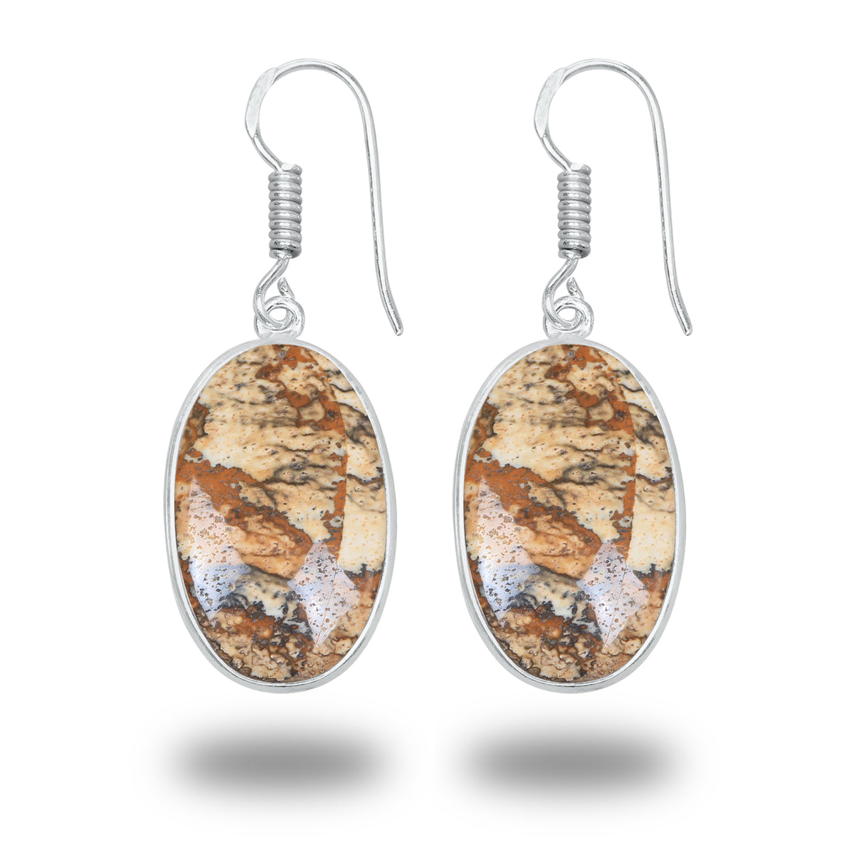 Picture Jasper Earrings – Minimalist, Silver-Plated | Wholesale & Handmade