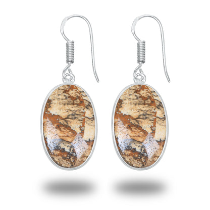 Picture Jasper Earrings – Minimalist, Silver-Plated | Wholesale & Handmade