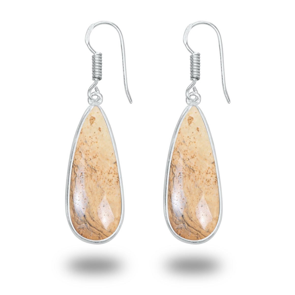 Picture Jasper Earrings – Minimalist, Silver-Plated | Wholesale & Handmade