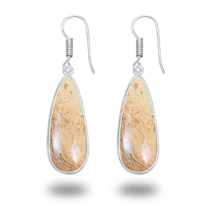 Picture Jasper Earrings – Minimalist, Silver-Plated | Wholesale & Handmade