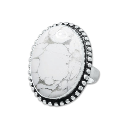 Howlite Rings – Silver-Plated, Handmade, White with Grey Veining (Made to Order) | Wholesale