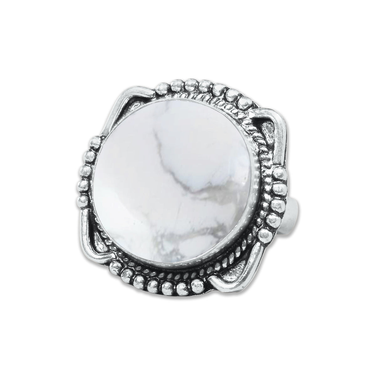 Howlite Rings – Silver-Plated, Handmade, White with Grey Veining (Made to Order) | Wholesale