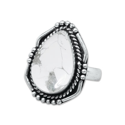 Howlite Rings – Silver-Plated, Handmade, White with Grey Veining (Made to Order) | Wholesale