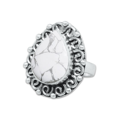 Howlite Rings – Silver-Plated, Handmade, White with Grey Veining (Made to Order) | Wholesale