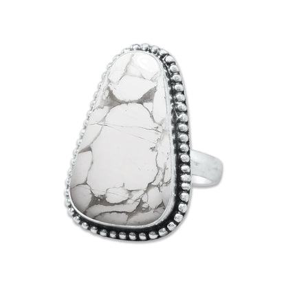 Howlite Rings – Silver-Plated, Handmade, White with Grey Veining (Made to Order) | Wholesale