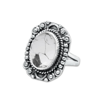 Howlite Rings – Silver-Plated, Handmade, White with Grey Veining (Made to Order) | Wholesale