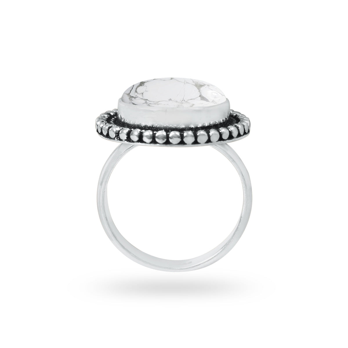 Howlite Rings – Silver-Plated, Handmade, White with Grey Veining (Made to Order) | Wholesale