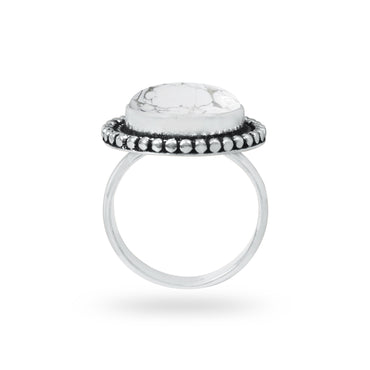 Howlite Rings – Silver-Plated, Handmade, White with Grey Veining (Made to Order) | Wholesale