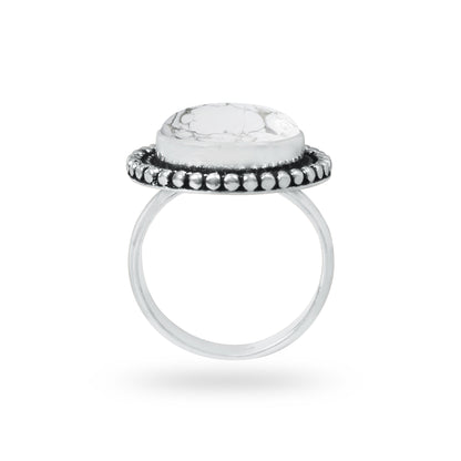 Howlite Rings – Silver-Plated, Handmade, White with Grey Veining (Made to Order) | Wholesale