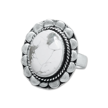 Howlite Rings – Silver-Plated, Handmade, White with Grey Veining (Made to Order) | Wholesale