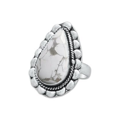 Howlite Rings – Silver-Plated, Handmade, White with Grey Veining (Made to Order) | Wholesale