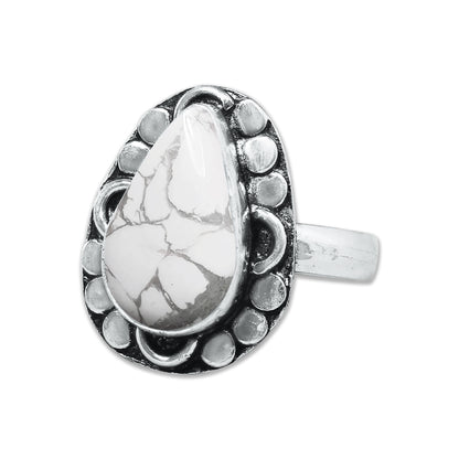 Howlite Rings – Silver-Plated, Handmade, White with Grey Veining (Made to Order) | Wholesale