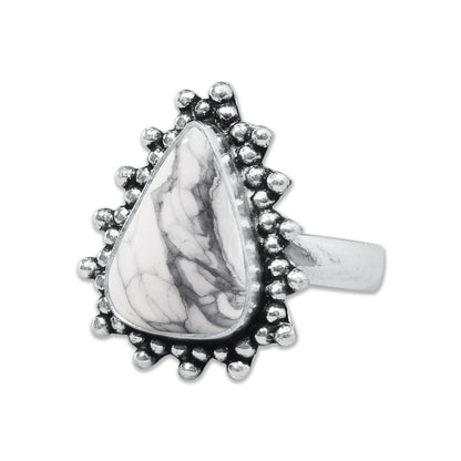 Howlite Rings – Silver-Plated, Handmade, White with Grey Veining (Made to Order) | Wholesale