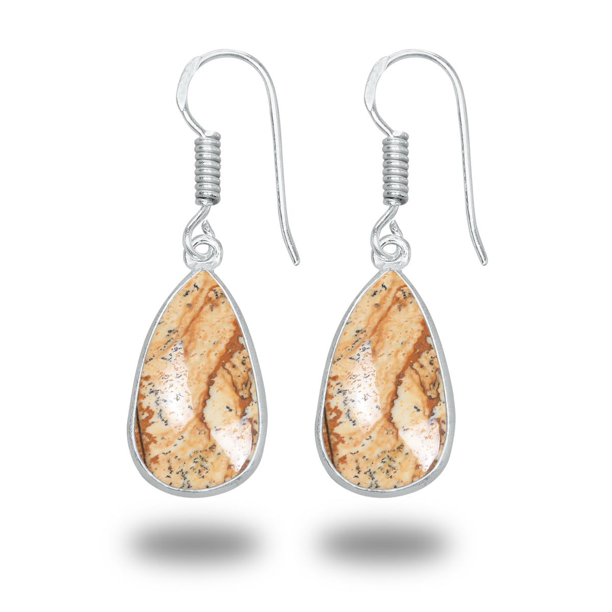 Picture Jasper Earrings – Minimalist, Silver-Plated | Wholesale & Handmade