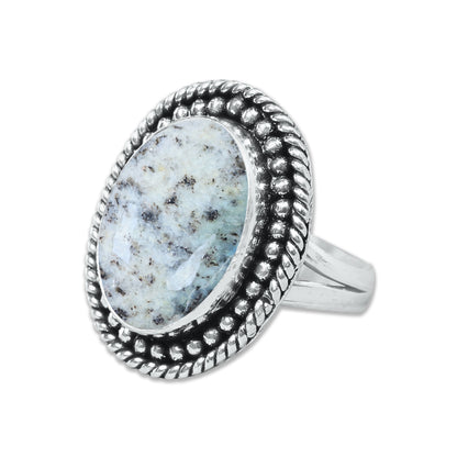 K2 Jasper Rings – Silver-Plated, Handmade, White with Blue Azurite Spots (Made to Order) | Wholesale