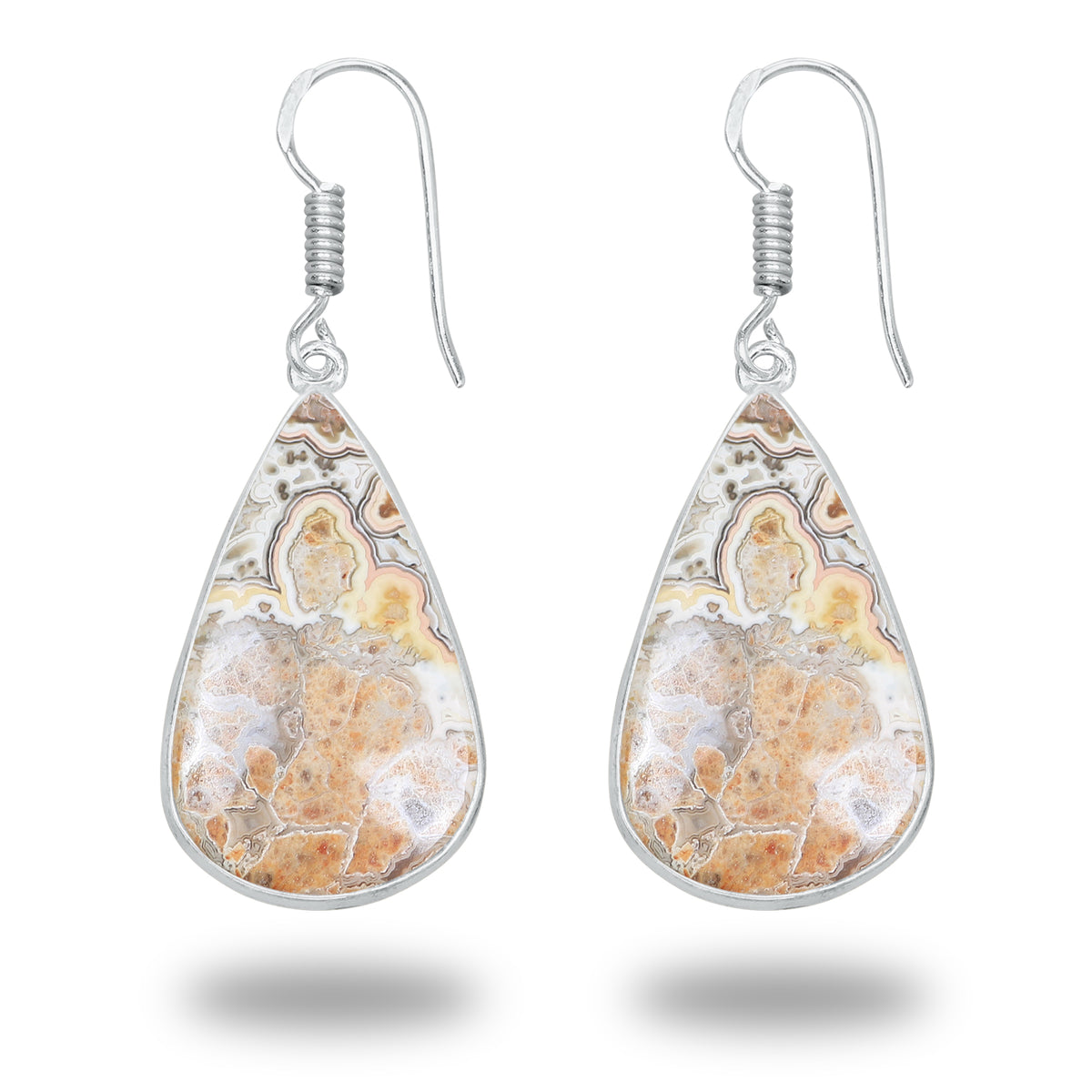 Picture Jasper Earrings – Minimalist, Silver-Plated | Wholesale & Handmade
