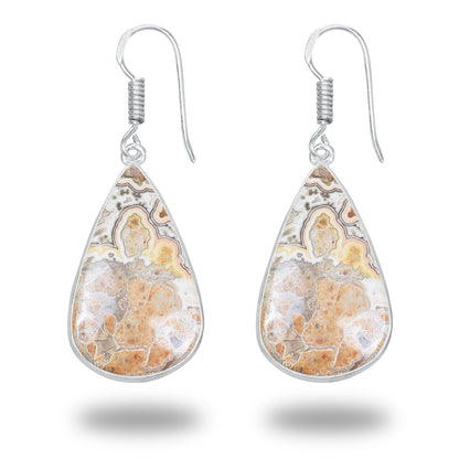 Picture Jasper Earrings – Minimalist, Silver-Plated | Wholesale & Handmade