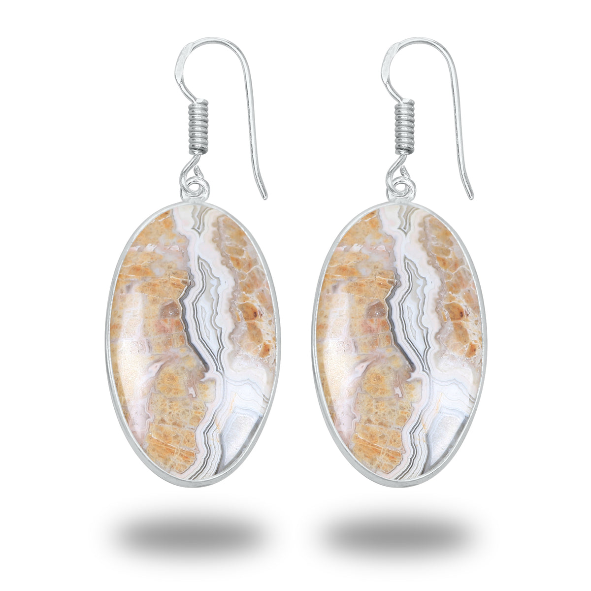 Crazy Lace Agate Earrings – Minimalist, Silver-Plated | Wholesale Handmade Jewelry