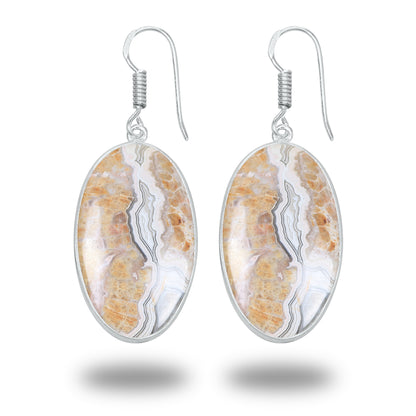 Crazy Lace Agate Earrings – Minimalist, Silver-Plated | Wholesale Handmade Jewelry