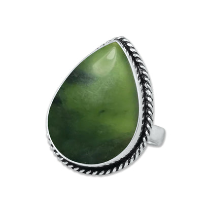 Nephrite Jade Rings – Silver-Plated, Handmade, Mossy Green Translucent (Made to Order) | Wholesale