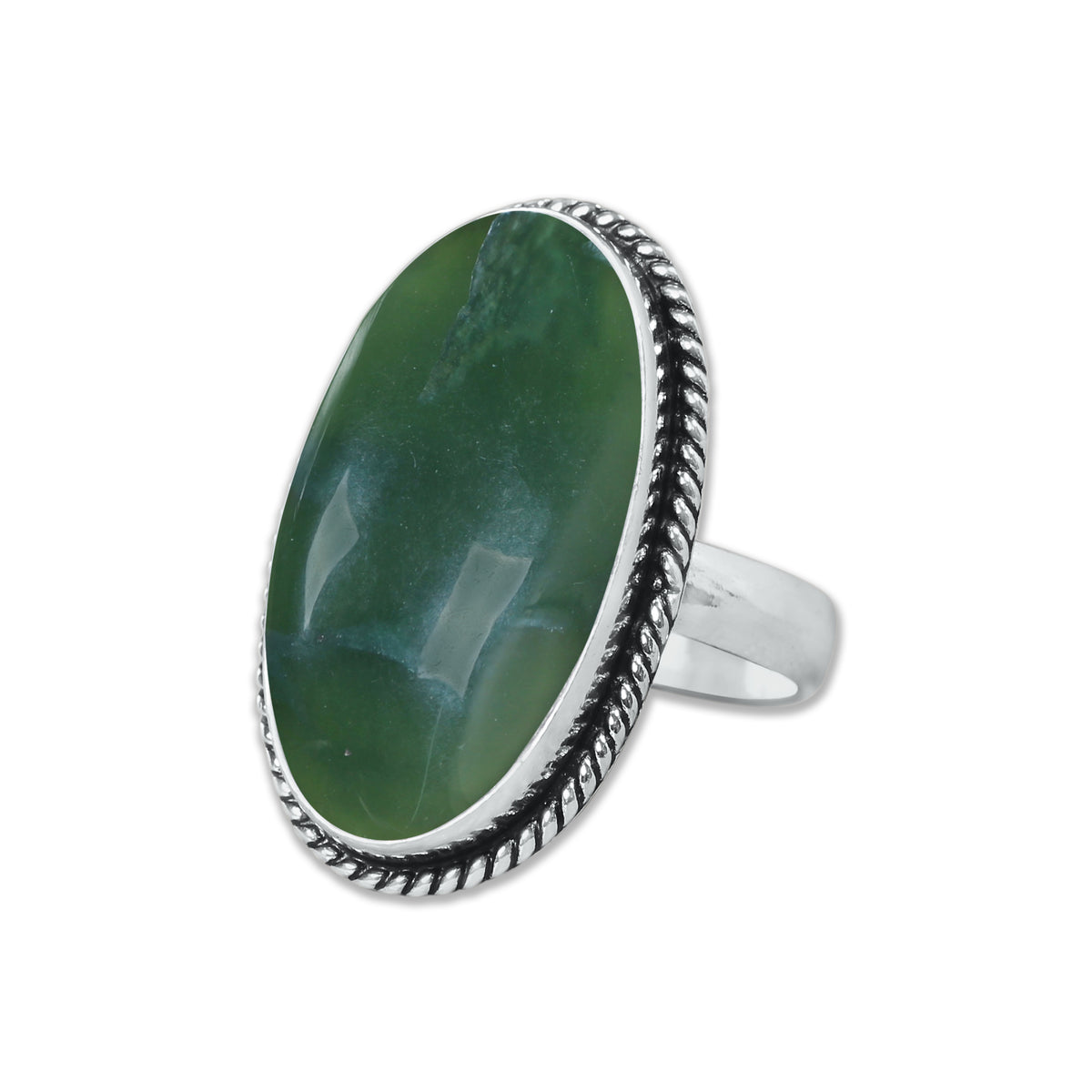 Nephrite Jade Rings – Silver-Plated, Handmade, Mossy Green Translucent (Made to Order) | Wholesale