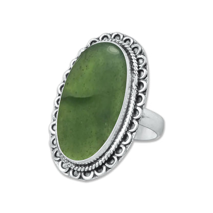 Nephrite Jade Rings – Silver-Plated, Handmade, Mossy Green Translucent (Made to Order) | Wholesale