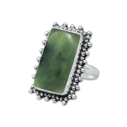 Nephrite Jade Rings – Silver-Plated, Handmade, Mossy Green Translucent (Made to Order) | Wholesale