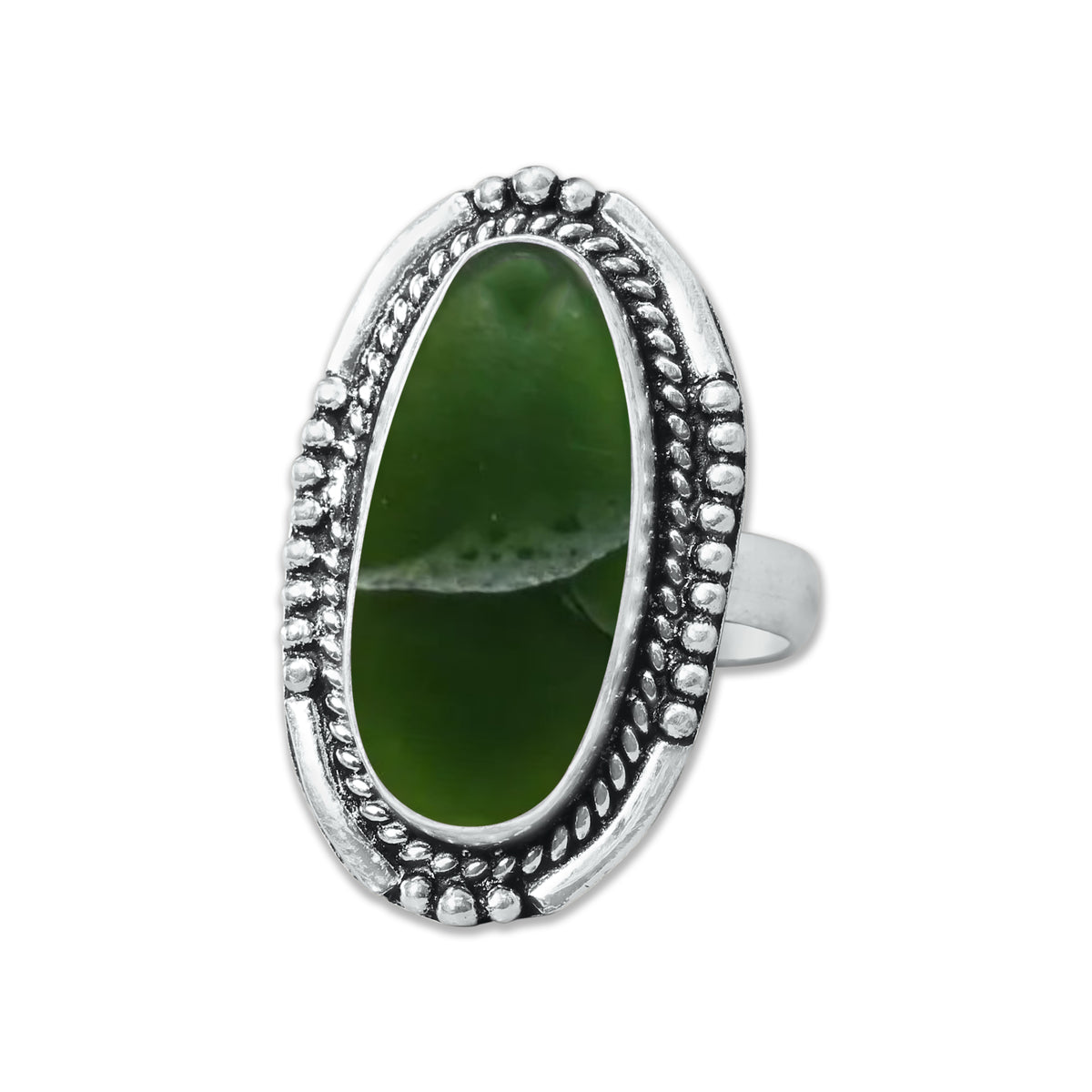 Nephrite Jade Rings – Silver-Plated, Handmade, Mossy Green Translucent (Made to Order) | Wholesale