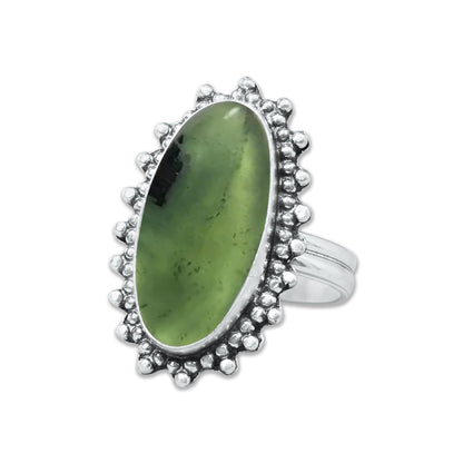 Nephrite Jade Rings – Silver-Plated, Handmade, Mossy Green Translucent (Made to Order) | Wholesale