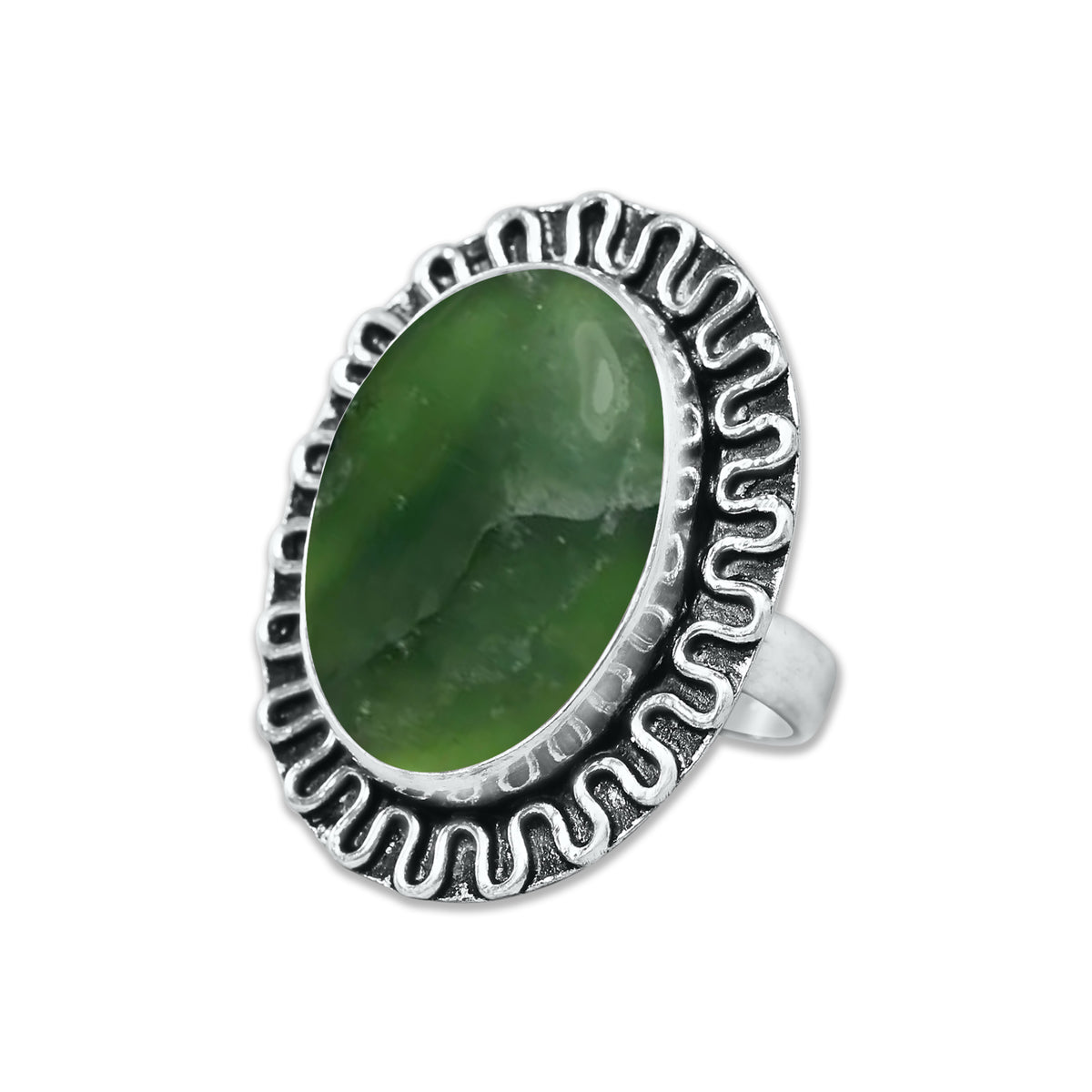 Nephrite Jade Rings – Silver-Plated, Handmade, Mossy Green Translucent (Made to Order) | Wholesale