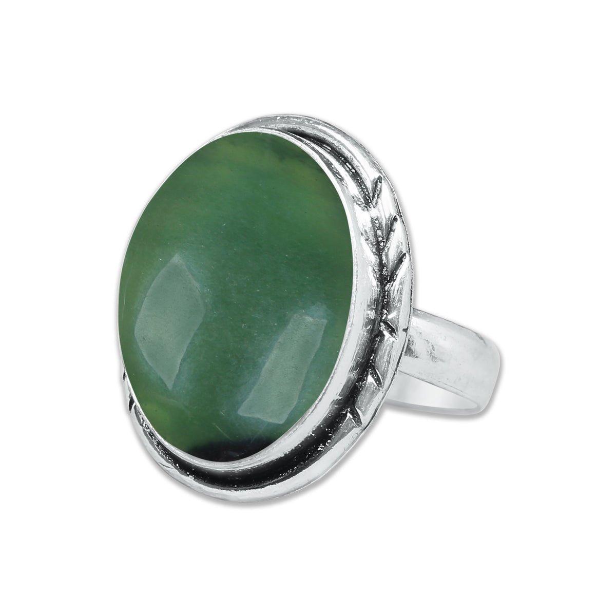Nephrite Jade Rings – Silver-Plated, Handmade, Mossy Green Translucent (Made to Order) | Wholesale