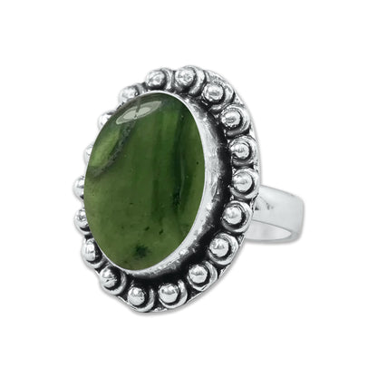 Nephrite Jade Rings – Silver-Plated, Handmade, Mossy Green Translucent (Made to Order) | Wholesale