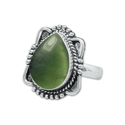 Nephrite Jade Rings – Silver-Plated, Handmade, Mossy Green Translucent (Made to Order) | Wholesale