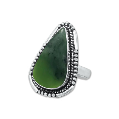 Nephrite Jade Rings – Silver-Plated, Handmade, Mossy Green Translucent (Made to Order) | Wholesale
