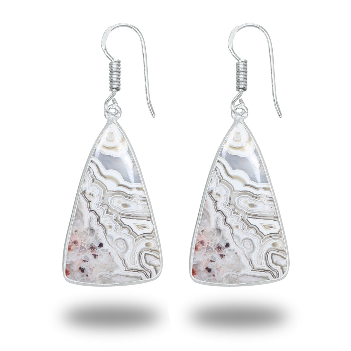 Crazy Lace Agate Earrings – Minimalist, Silver-Plated | Wholesale Handmade Jewelry