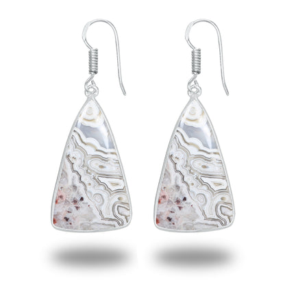 Crazy Lace Agate Earrings – Minimalist, Silver-Plated | Wholesale Handmade Jewelry