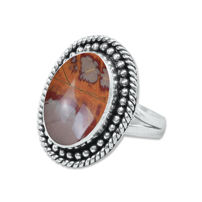 Noreena Jasper Rings – Silver-Plated, Handmade, Earthy Red-Mustard Tones (Made to Order) | Wholesale