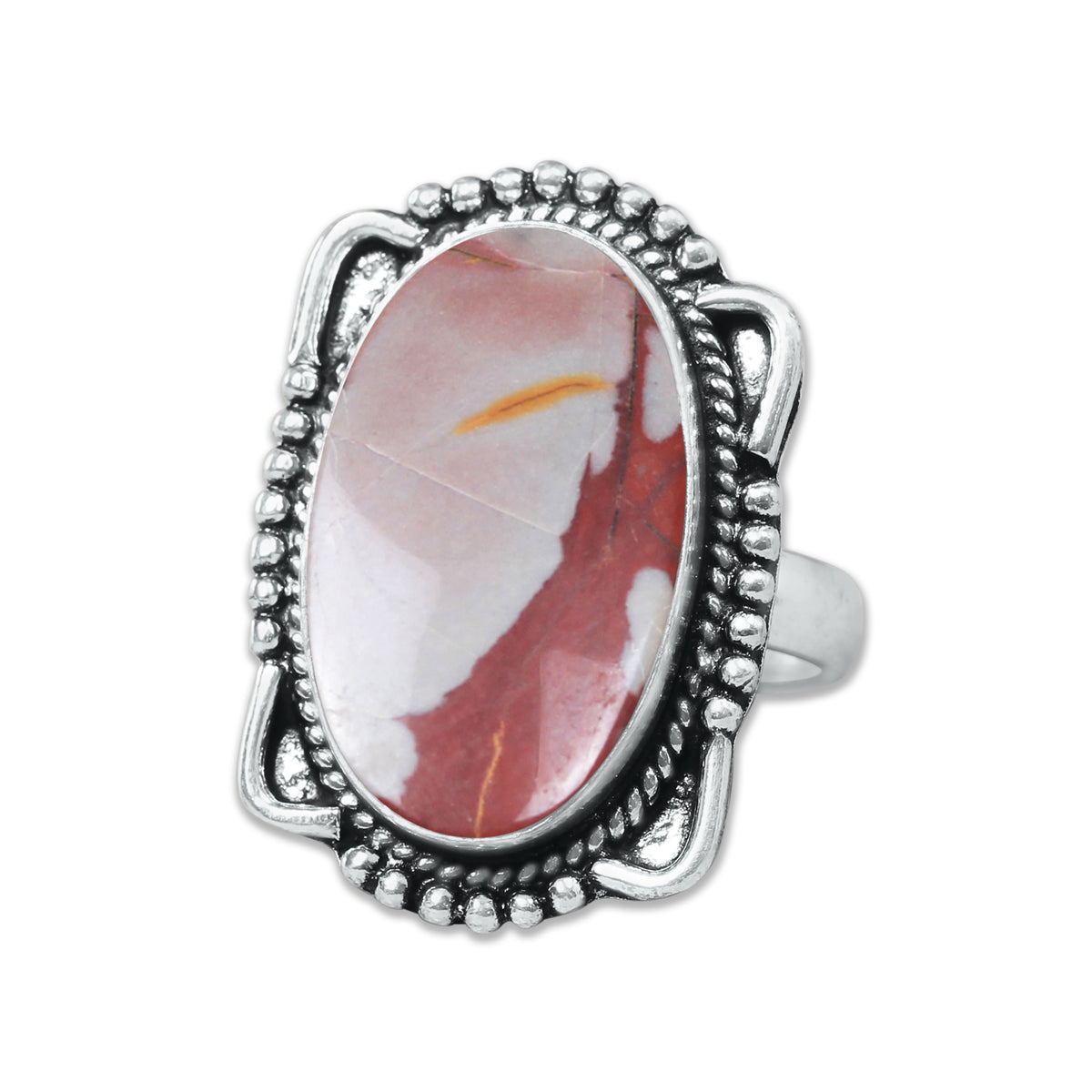Noreena Jasper Rings – Silver-Plated, Handmade, Earthy Red-Mustard Tones (Made to Order) | Wholesale