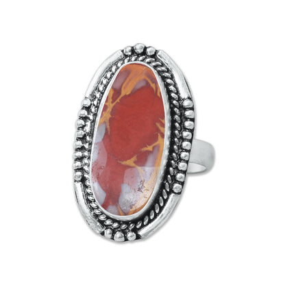 Noreena Jasper Rings – Silver-Plated, Handmade, Earthy Red-Mustard Tones (Made to Order) | Wholesale