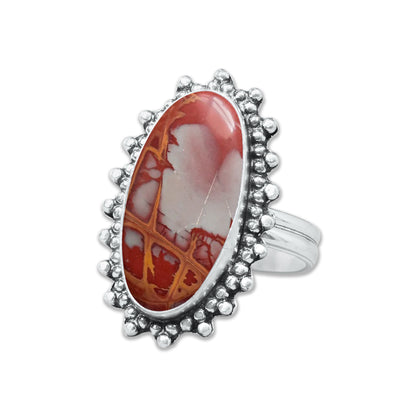 Noreena Jasper Rings – Silver-Plated, Handmade, Earthy Red-Mustard Tones (Made to Order) | Wholesale