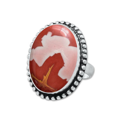 Noreena Jasper Rings – Silver-Plated, Handmade, Earthy Red-Mustard Tones (Made to Order) | Wholesale